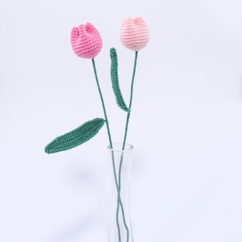 Handcrafted Tulip Flower Knitted Bouquet Decoration Gift Home Decor