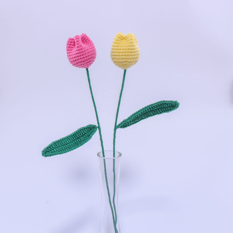 Handcrafted Tulip Flower Knitted Bouquet Decoration Gift Home Decor