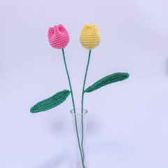 Handcrafted Tulip Flower Knitted Bouquet Decoration Gift Home Decor
