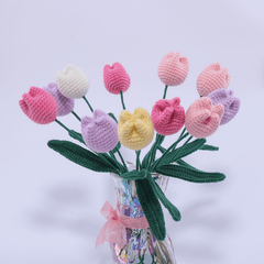 Handcrafted Tulip Flower Knitted Bouquet Decoration Gift Home Decor