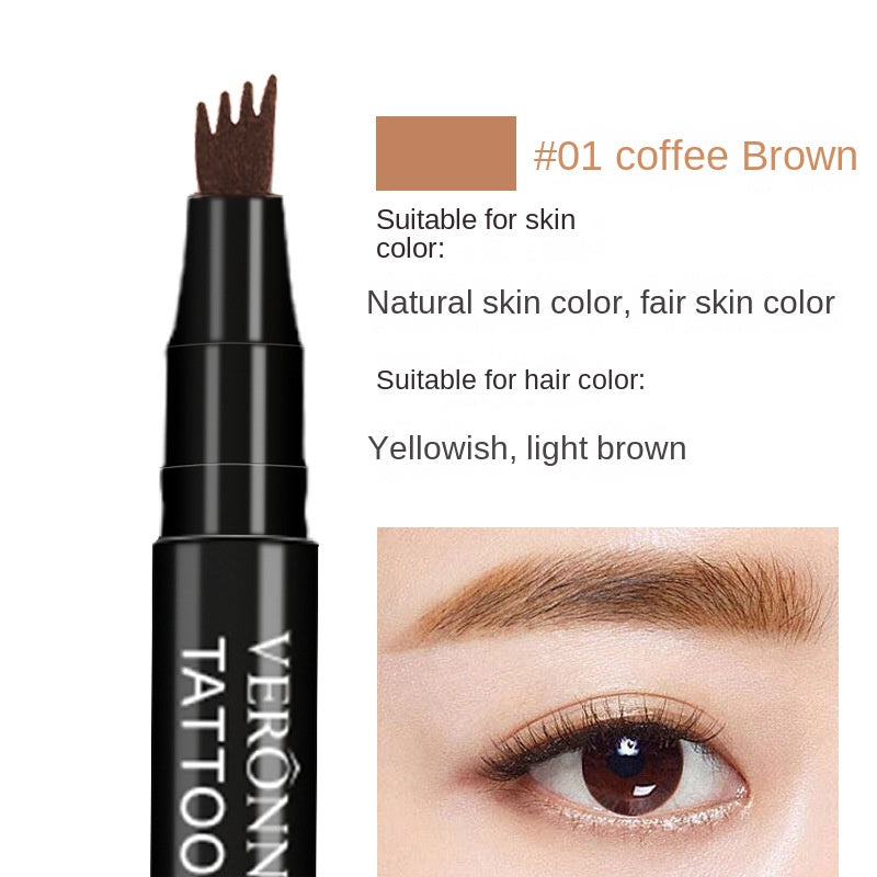 4 Tip Microblade Brow Pen Waterproof Precision Eyebrow Makeup Long Lasting