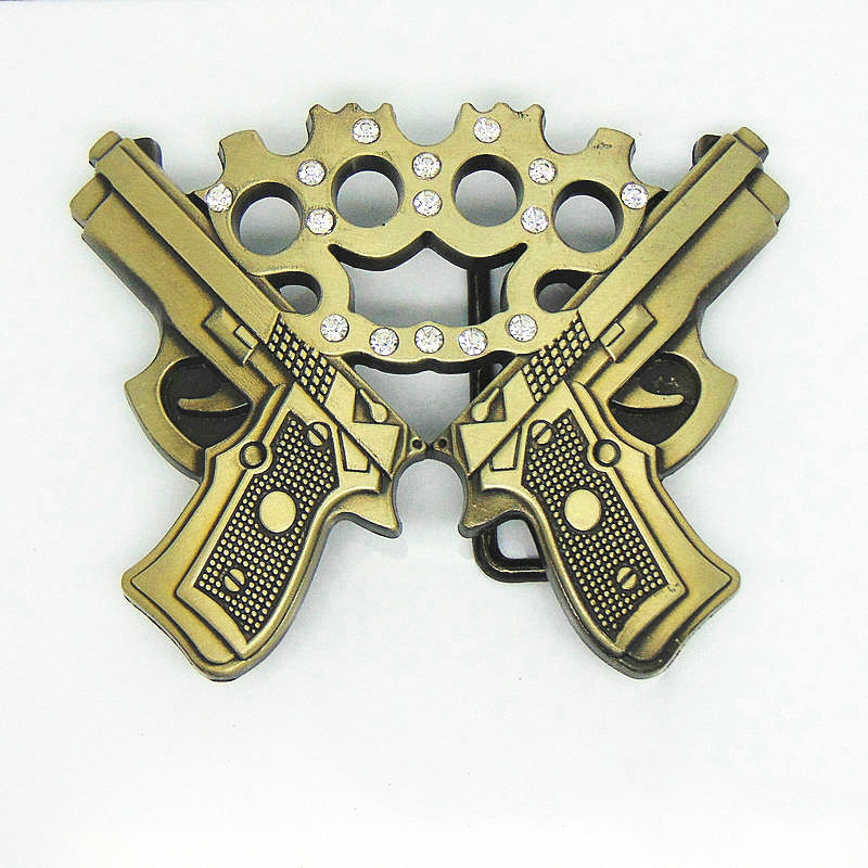 Double Gun Belt Buckle Men Western Cowboy Punk Hip