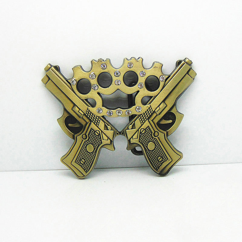Double Gun Belt Buckle Men Western Cowboy Punk Hip