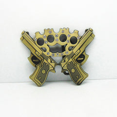Double Gun Belt Buckle Men Western Cowboy Punk Hip