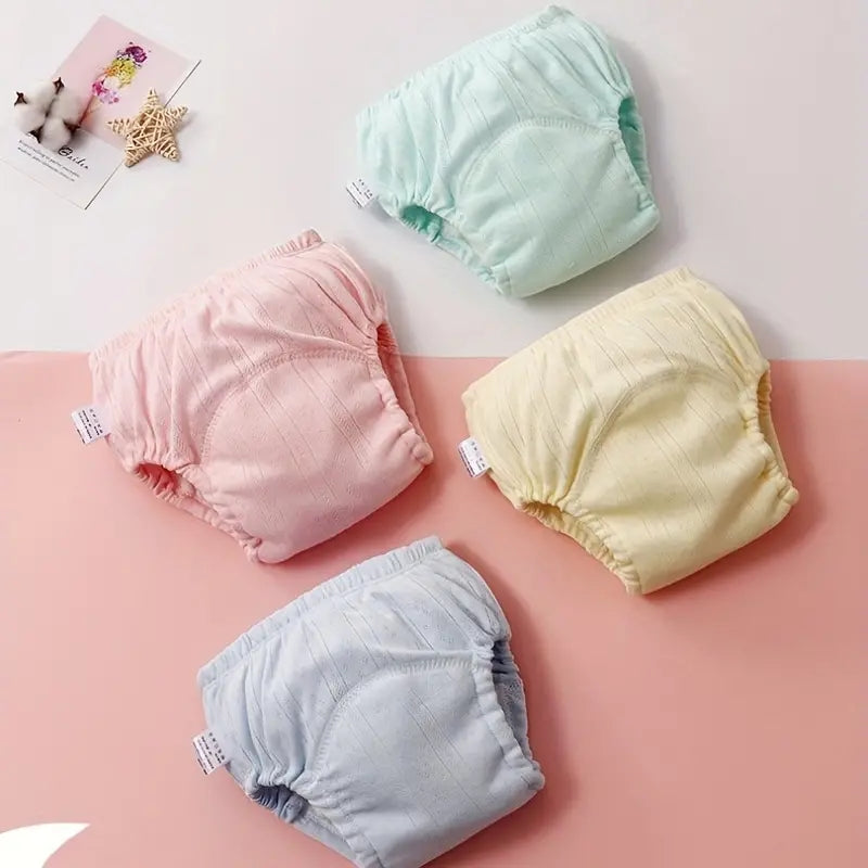 3pcs Solid Cotton Gauze Baby Cloth Diapers Training Pants