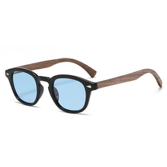 Men's Round Polarized Wood Sunglasses UV400 Protection