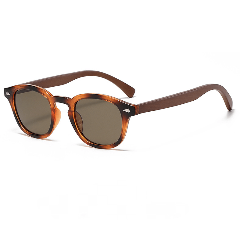 Men's Round Polarized Wood Sunglasses UV400 Protection