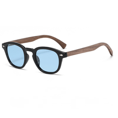 Men's Round Polarized Wood Sunglasses UV400 Protection