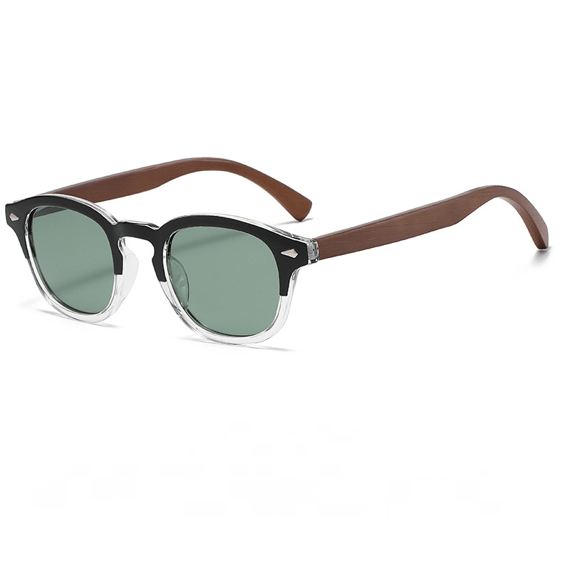 Men's Round Polarized Wood Sunglasses UV400 Protection