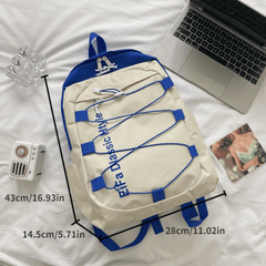Contrast Backpack Student Double Shoulder Bag Large Capacity Travel Bag