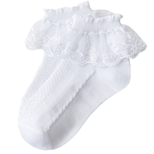 Girls Lace Brim Cotton Anklet, Breathable Thin Material