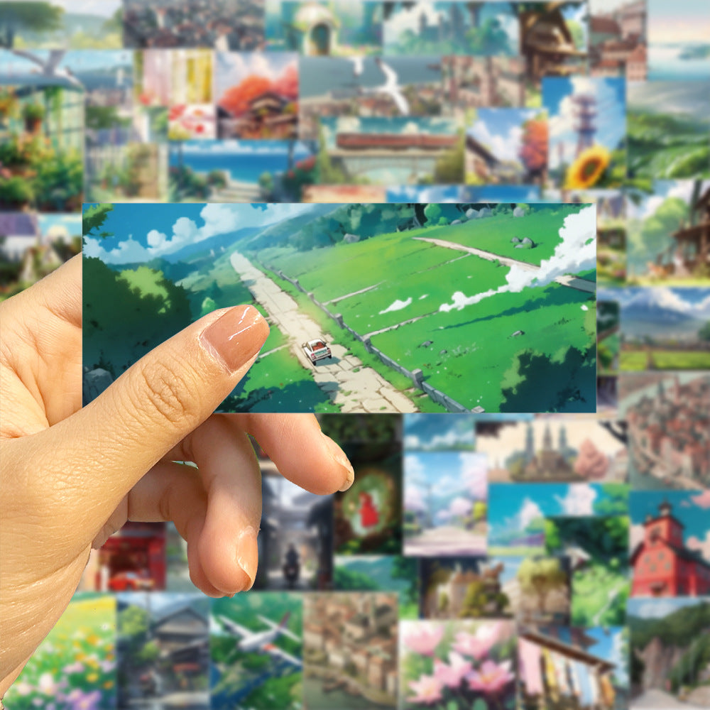 60pcs Anime Landscape Creative Stickers Outdoor Learning DIY Party Stickers