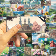 60pcs Anime Landscape Creative Stickers Outdoor Learning DIY Party Stickers