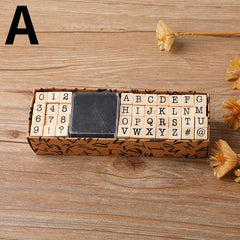Alphabet Stamps Set Vintage Wooden Rubber Stamp Ink Pad Card Making Scrapbook