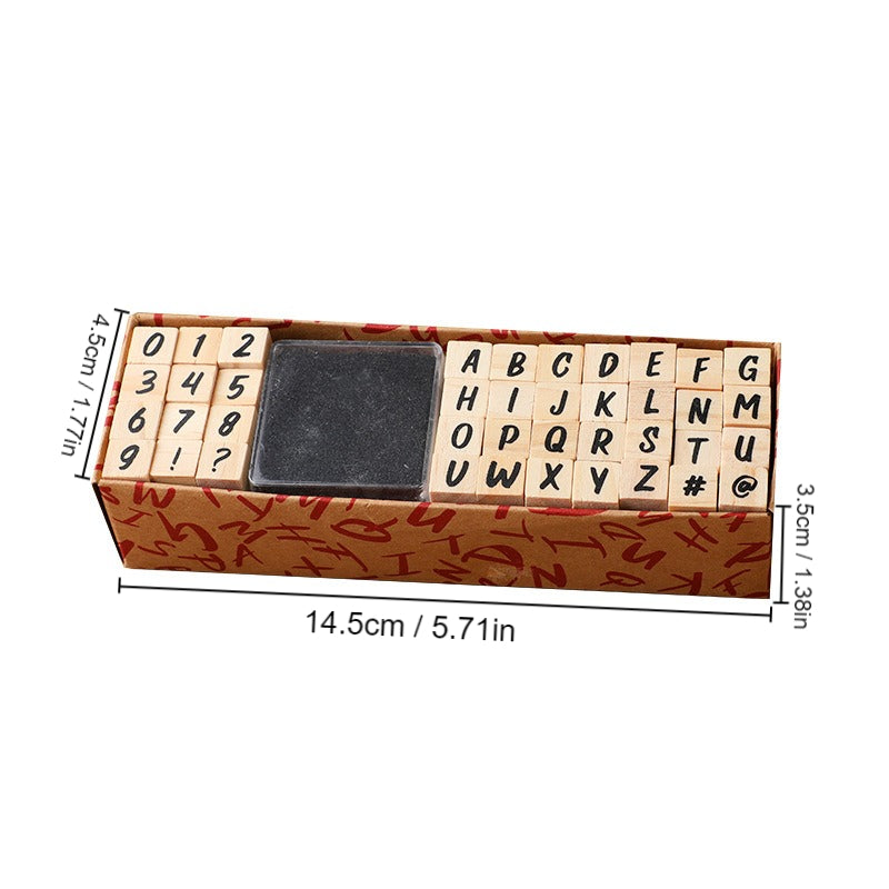 Alphabet Stamps Set Vintage Wooden Rubber Stamp Ink Pad Card Making Scrapbook
