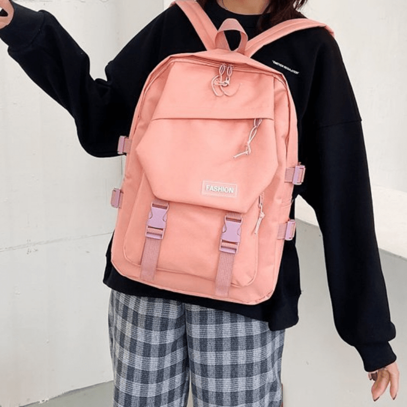 Large Capacity Student Schoolbag Travel Backpack Solid Bag