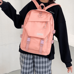 Large Capacity Student Schoolbag Travel Backpack Solid Bag