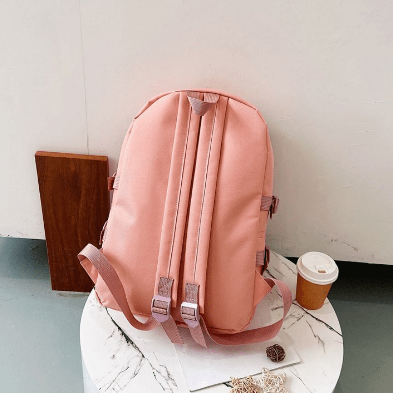 Large Capacity Student Schoolbag Travel Backpack Solid Bag