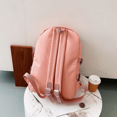 Large Capacity Student Schoolbag Travel Backpack Solid Bag