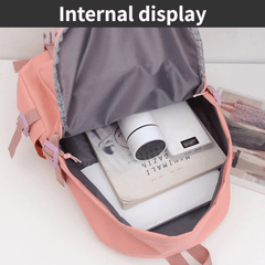 Large Capacity Student Schoolbag Travel Backpack Solid Bag