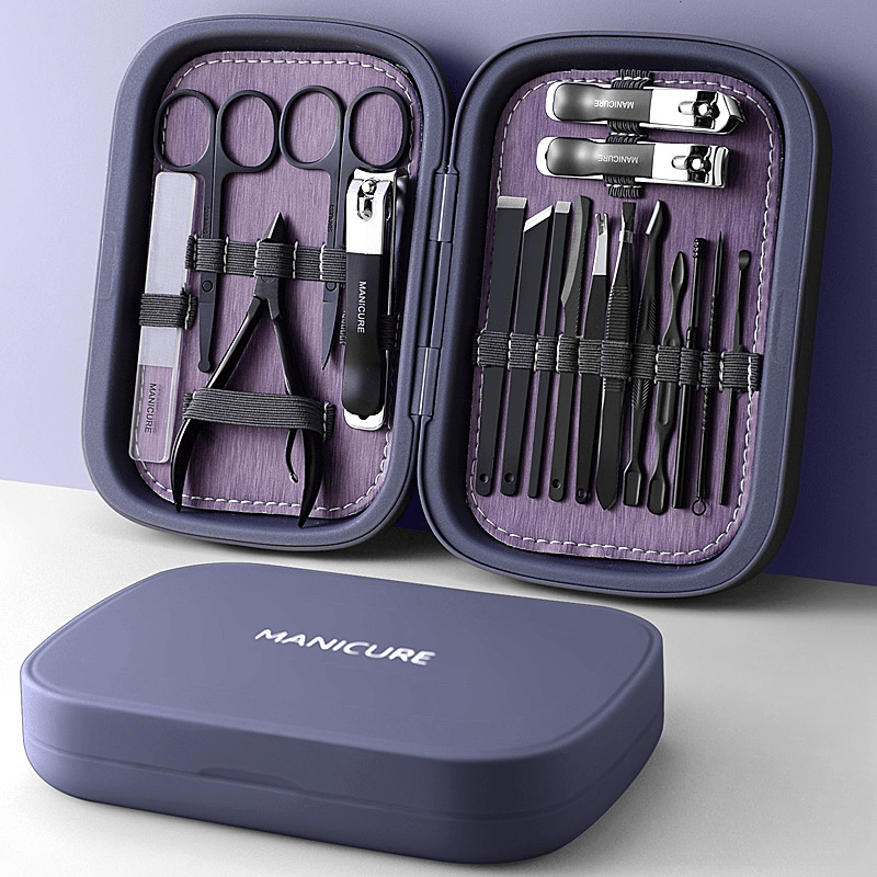 18-Piece Stainless Steel Manicure Kit Nail Clippers for Men & Women