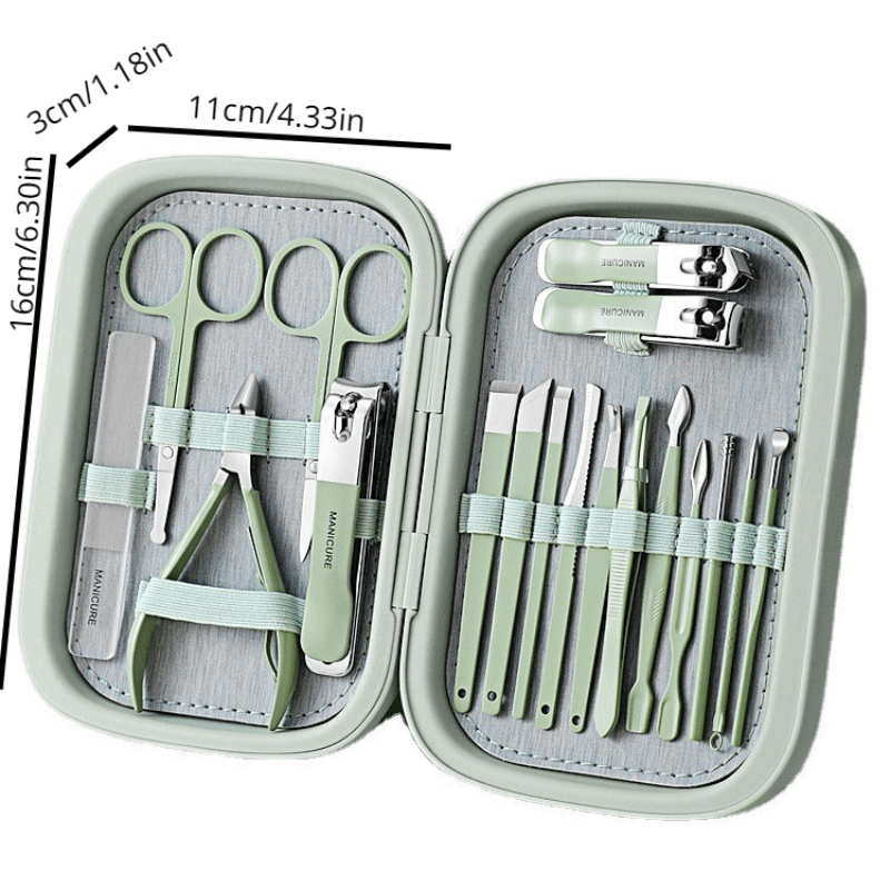 18-Piece Stainless Steel Manicure Kit Nail Clippers for Men & Women