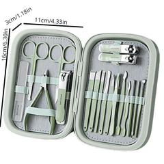 18-Piece Stainless Steel Manicure Kit Nail Clippers for Men & Women