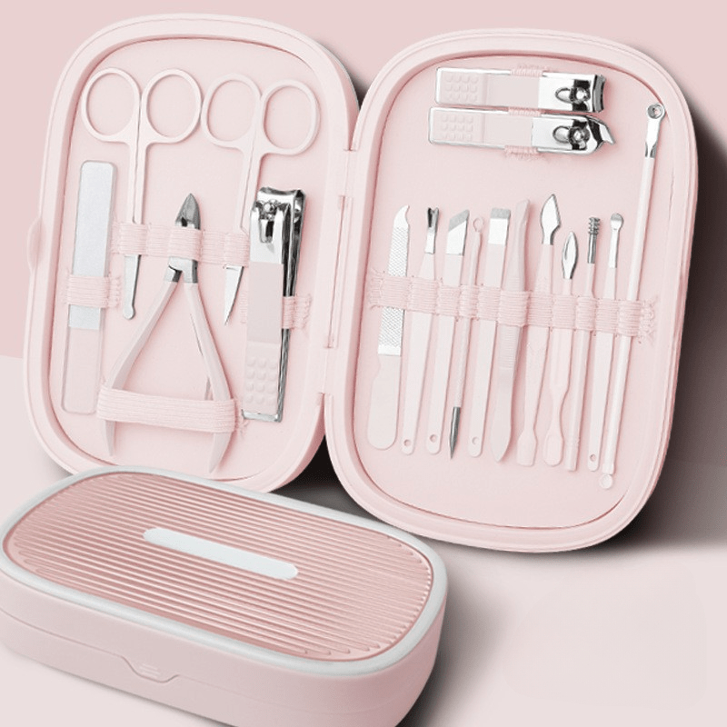 18-Piece Stainless Steel Manicure Kit Nail Clippers for Men & Women