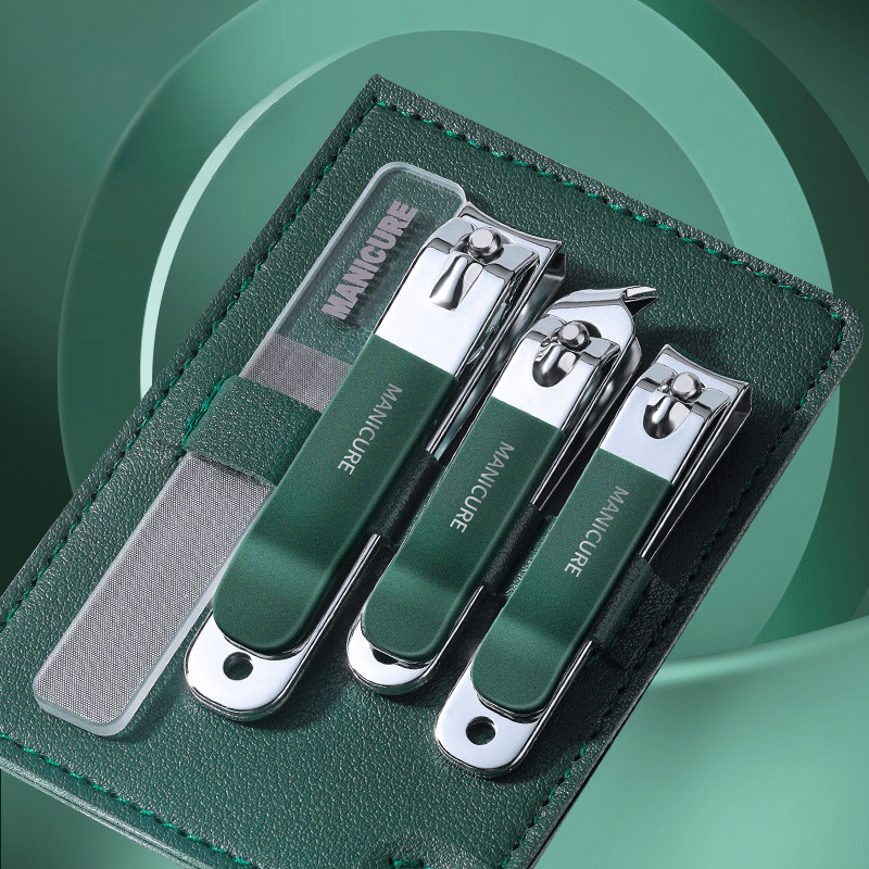 4 PCS Portable Nail Clippers Set Stainless Steel Fingernail & Toenail Cutters