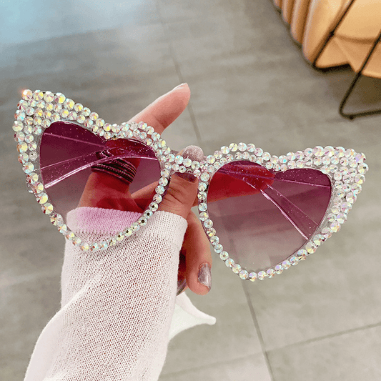 Heart Shaped Rhinestone Sunglasses for Women