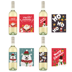 24pcs Christmas Wine Bottle Stickers Santa Claus Snowman Elk Decor Waterproof