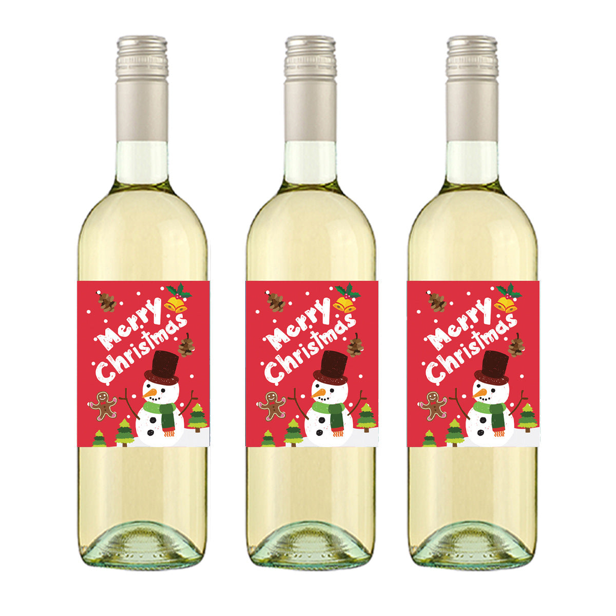 24pcs Christmas Wine Bottle Stickers Santa Claus Snowman Elk Decor Waterproof