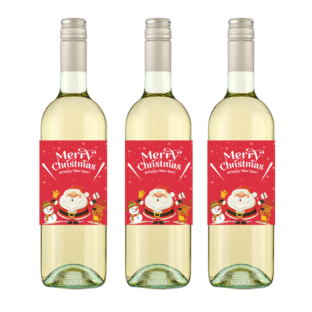 24pcs Christmas Wine Bottle Stickers Santa Claus Snowman Elk Decor Waterproof