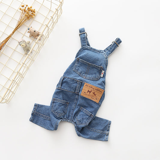 Adjustable Denim Jumpsuit for French Bulldogs