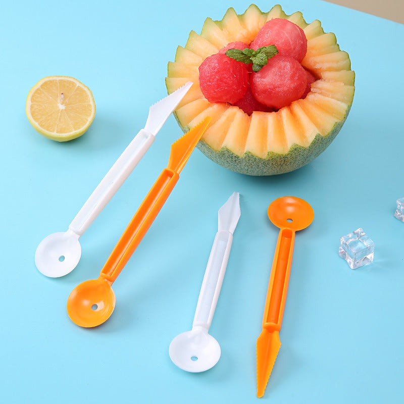 2in1 Fruit Scoop Plastic Watermelon Spoon Ice Cream Scoop Kitchen Stuff