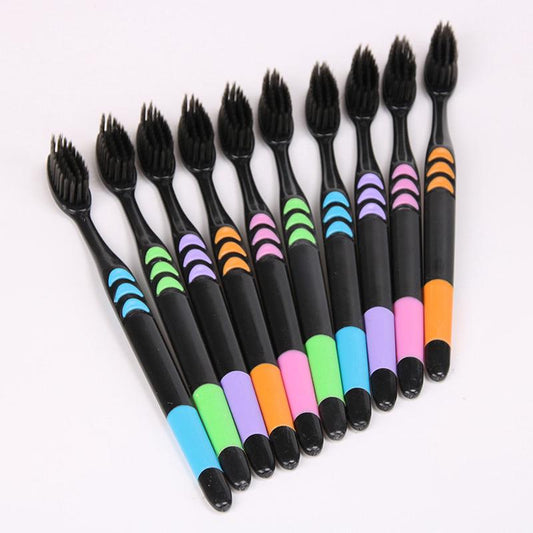 10pcs Bamboo Charcoal Toothbrush Dental Teeth Care Pack