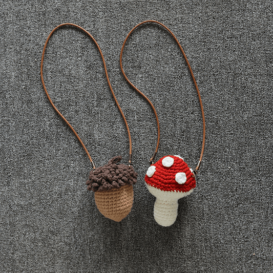 Girls Knit Mushroom Crossbody Bag - Pine Nuts Decoration
