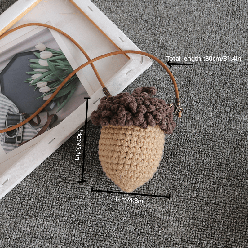 Girls Knit Mushroom Crossbody Bag - Pine Nuts Decoration