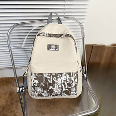 Street Style Crowd Pattern Backpack Nylon Double Shoulder Bag
