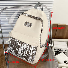 Street Style Crowd Pattern Backpack Nylon Double Shoulder Bag