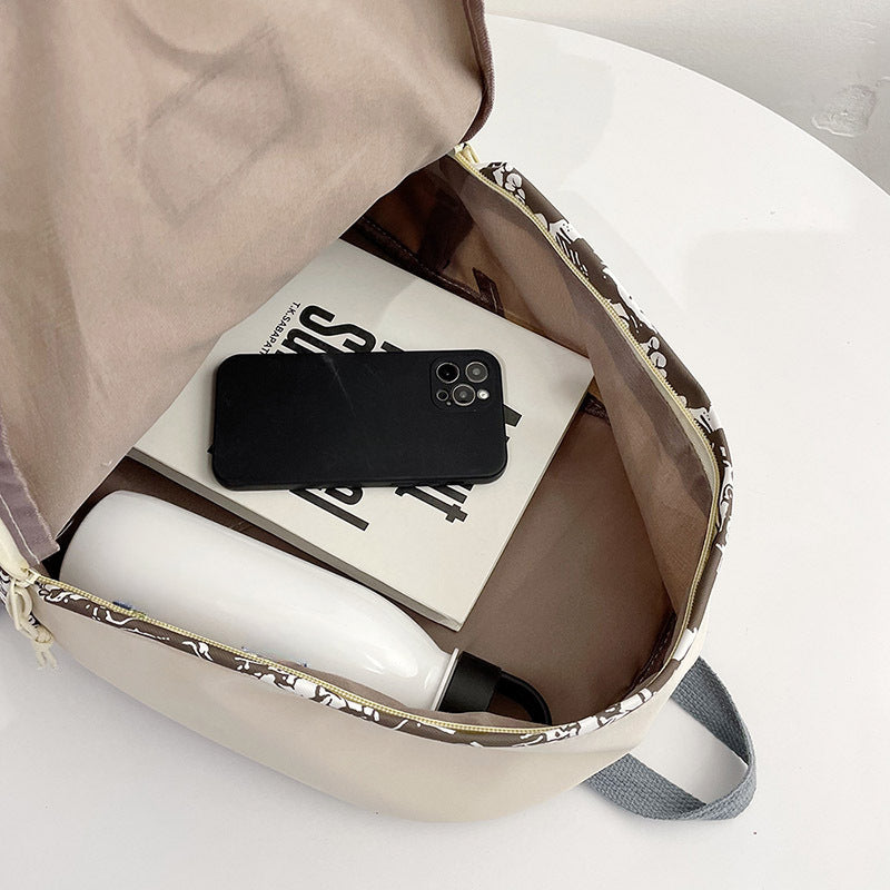 Street Style Crowd Pattern Backpack Nylon Double Shoulder Bag
