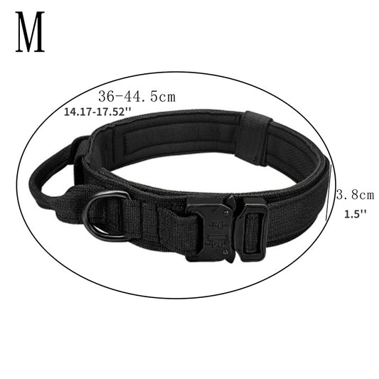 Military Tactical Dog Collar with Metal Buckle and Handle