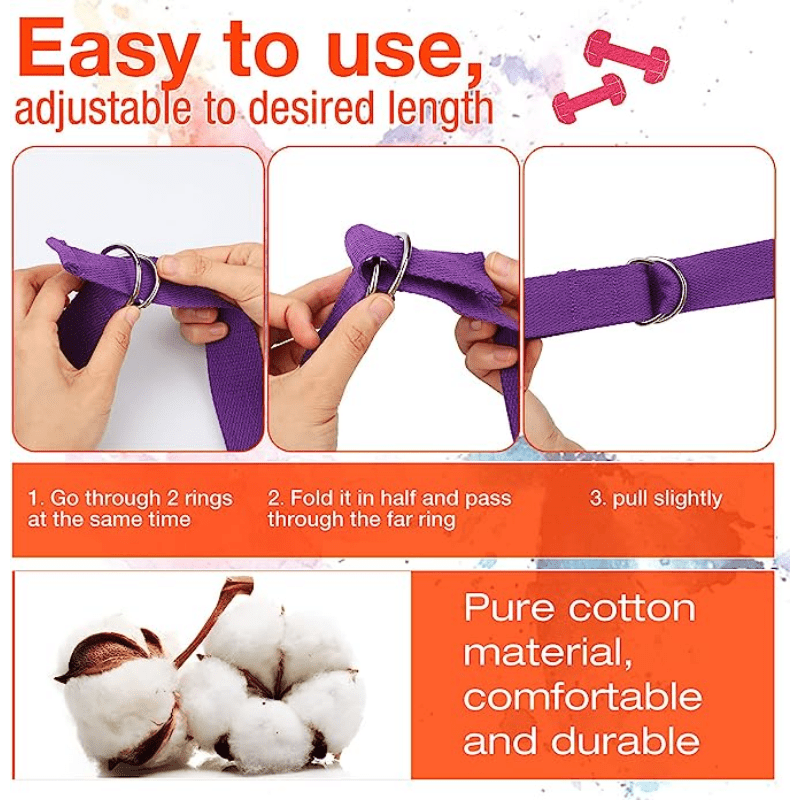6pcs 73 2Inch Yoga Elastic Straps With D ring Buckle