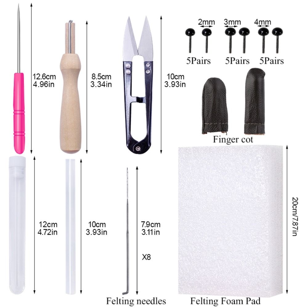 25 Colors Needle Felting Kit Wool Felt Tools Handcraft Accessories
