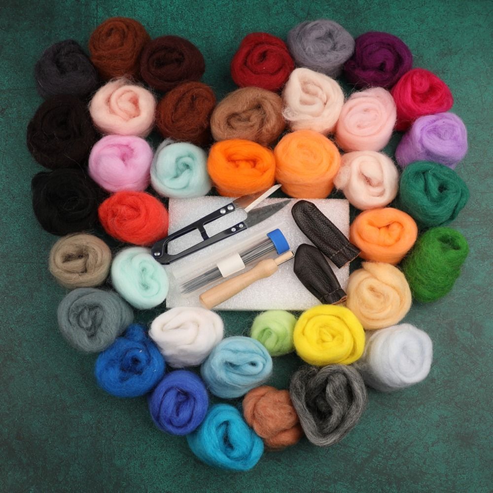 25 Colors Needle Felting Kit Wool Felt Tools Handcraft Accessories