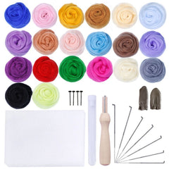 25 Colors Needle Felting Kit Wool Felt Tools Handcraft Accessories