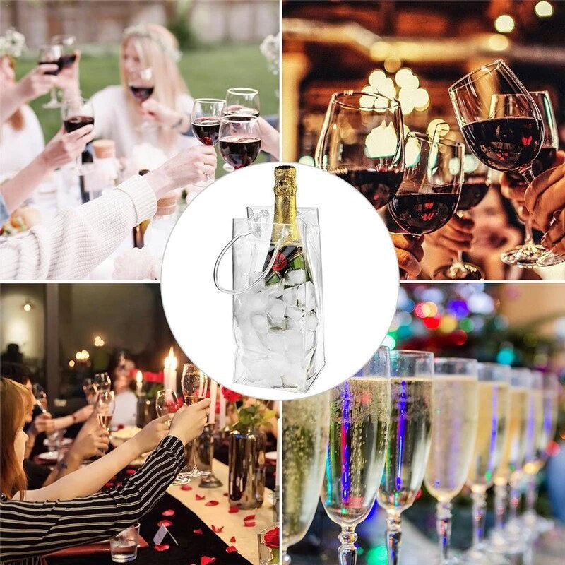 PVC Champagne Drink Wine Ice Bag for Picnics Party