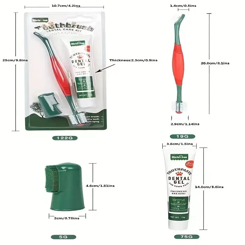 Pet Toothpaste Toothbrush Set - Dog Oral Cleaning Supplies