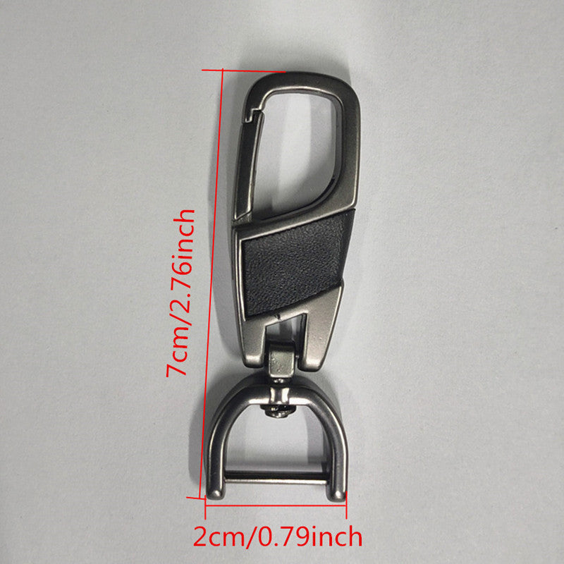 Leather Metal Keychain Alloy Key Chain DIY 360 Degrees for Car Motorcycle Home