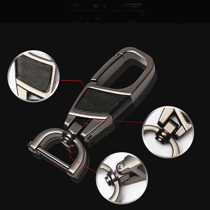 Leather Metal Keychain Alloy Key Chain DIY 360 Degrees for Car Motorcycle Home